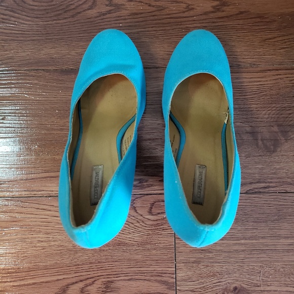 TEAL CHUNKY HEELS - Picture 3 of 5